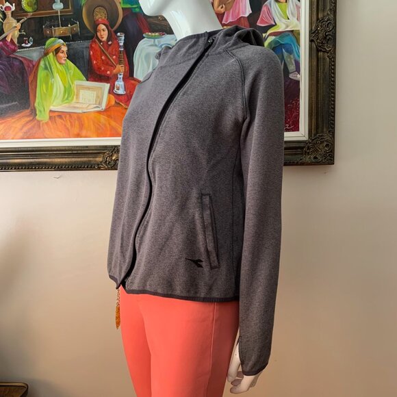 Diadora Long Sleeves Hooded Zip-Up Side Pocket Women's Jacket Sweatshirt - Picture 3 of 9